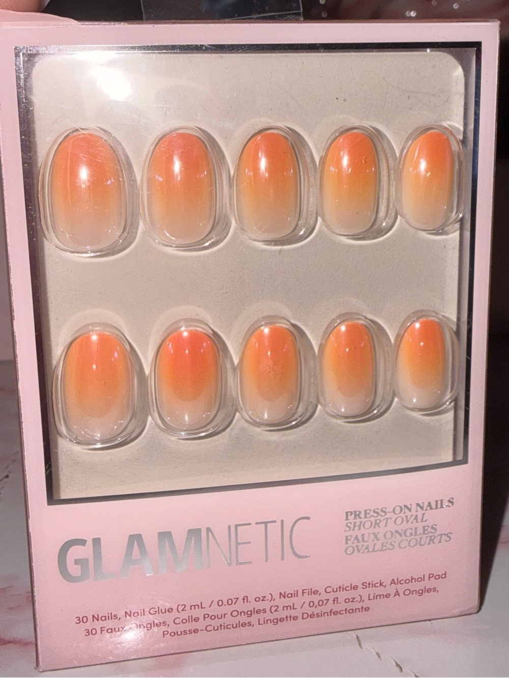 Glamnetic “Candy Corn” Orange Ombre Press-On Nails - Short Oval